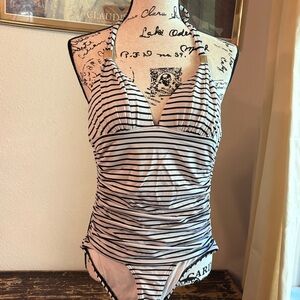 Victoria’s Secret The Forever One Piece Swimsuit XS Black and White Stripes